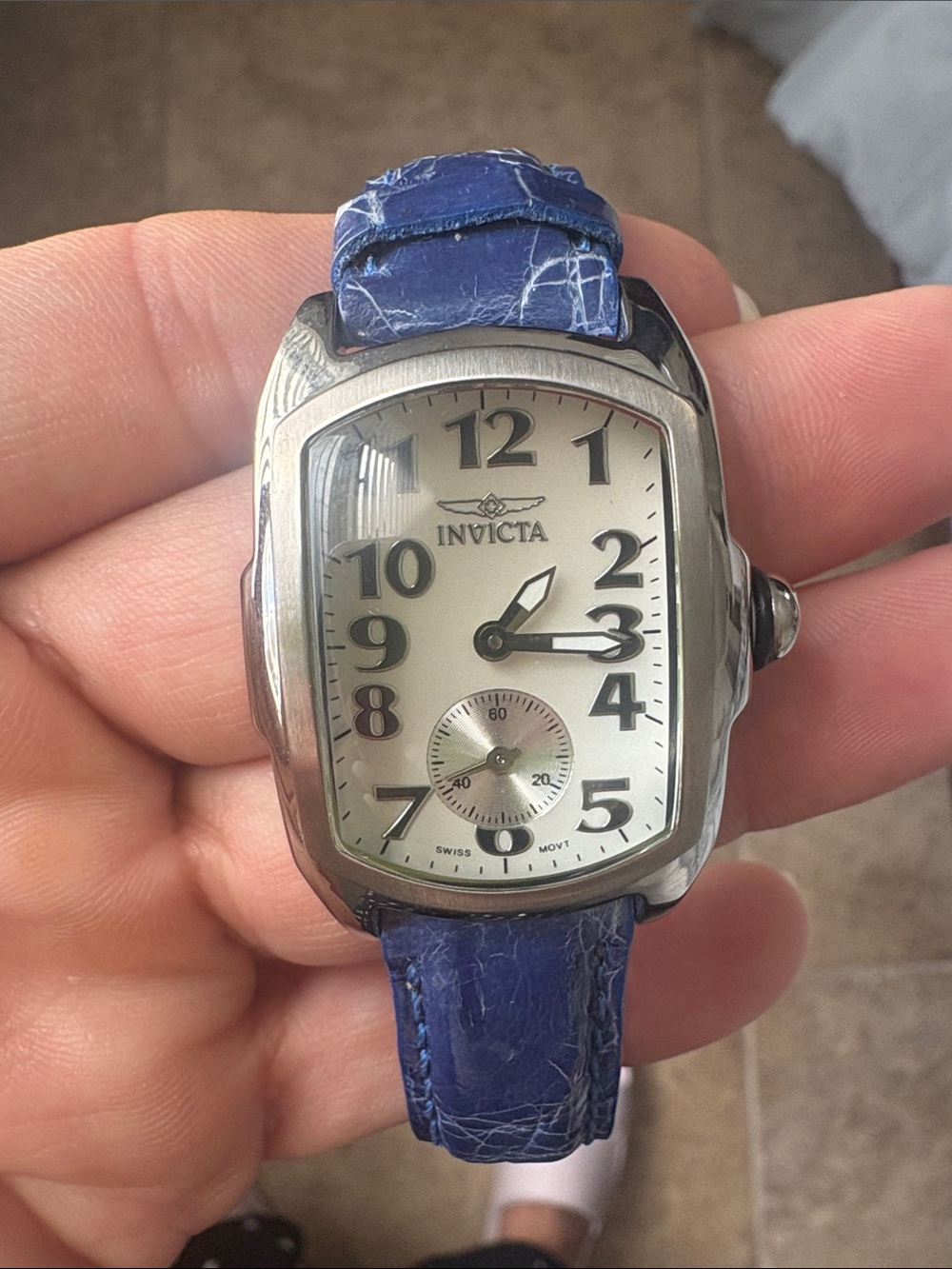 Invicta Lupah lady Silver Dial Watch with Blue Leather Strap